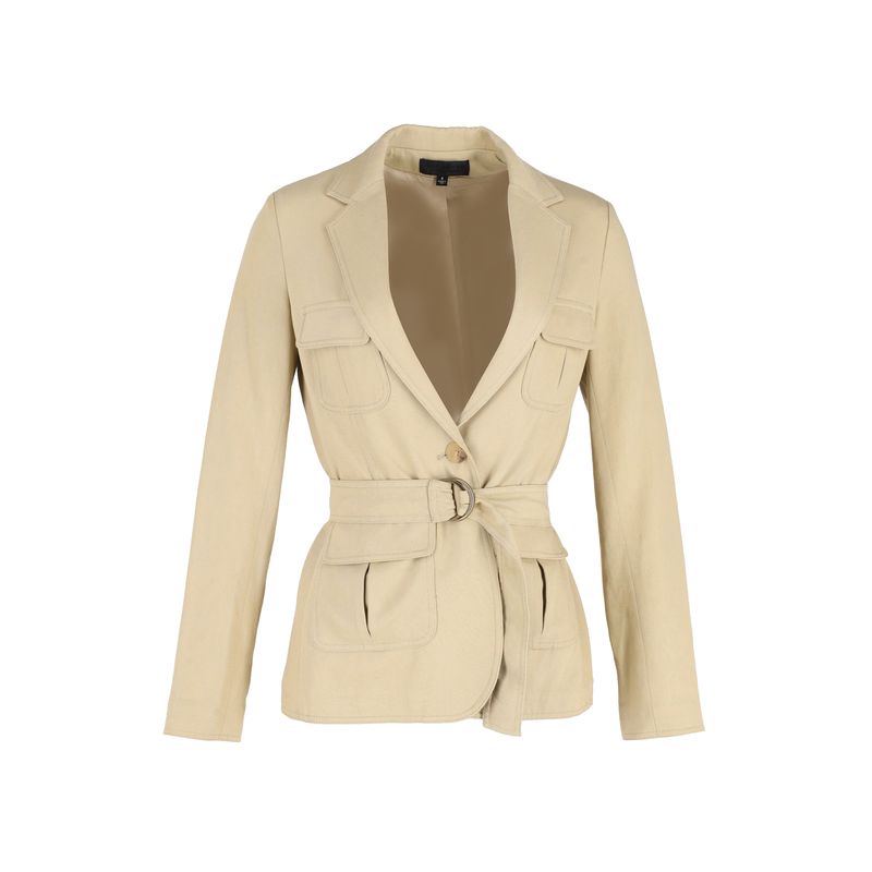 Nili Lotan Belted Utility Jacket In Beige Cotton